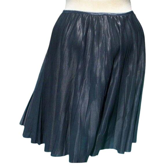 Cache Silver Gray Metallic Luxe Pleated Stretch Waist Soft Skirt NWT $178 New XL - Picture 2 of 6